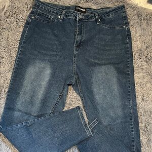 Fashion Nova Dark Blue Denim Pants